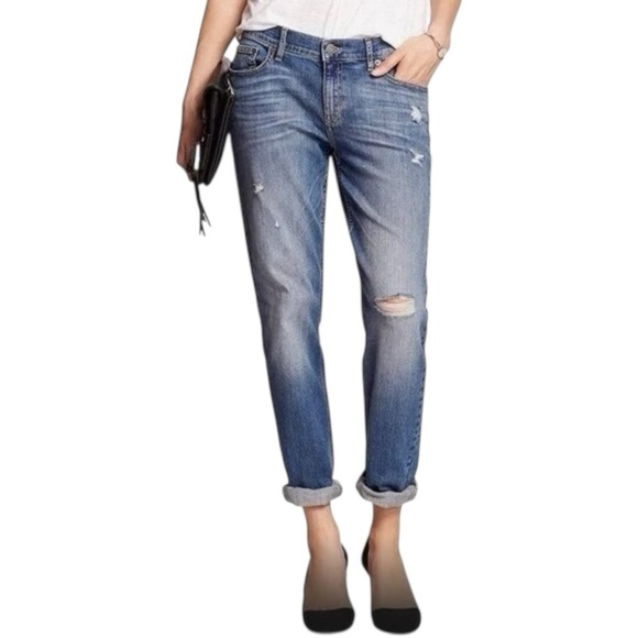Banana Republic Size 10 Women's Blue Jeans The Girlfriend Straight Leg - Picture 1 of 5